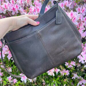 Vintage Coach Hudson Leather Crossbody 6802, Chocolate Brown 13" x 9.5" Flaws